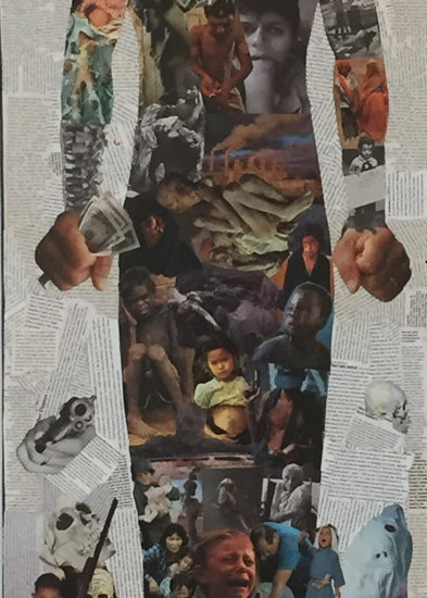 Humain - Collage - Celine Legault Art Textile