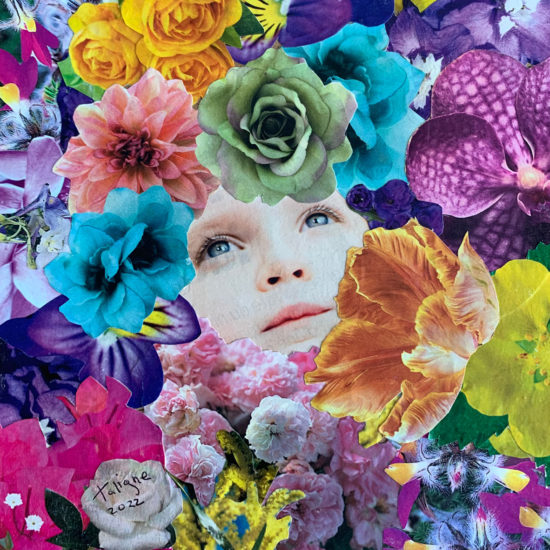 Petite Fleur - Collage - Celine Legault Art Textile